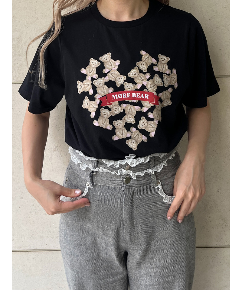 【MORE BEAR】heart bear TEE 詳細画像 ブラック 2