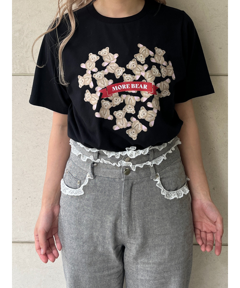 【MORE BEAR】heart bear TEE 詳細画像 ブラック 5