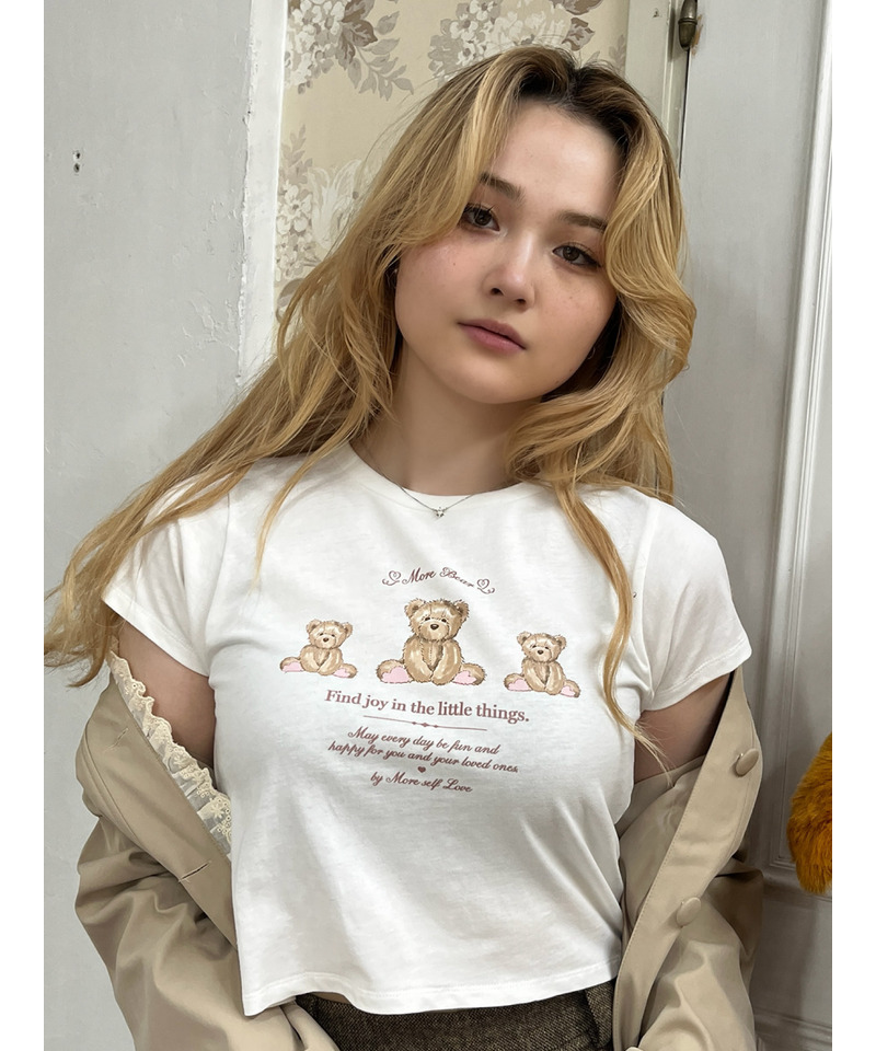 【MORE BEAR】triple bear TEE 詳細画像 オフホワイト 2