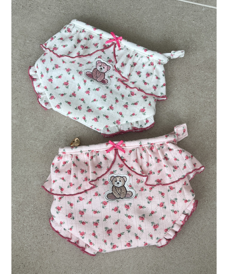 【MORE BEAR】flower bear PANTIES POUCH 詳細画像 オフホワイト 1