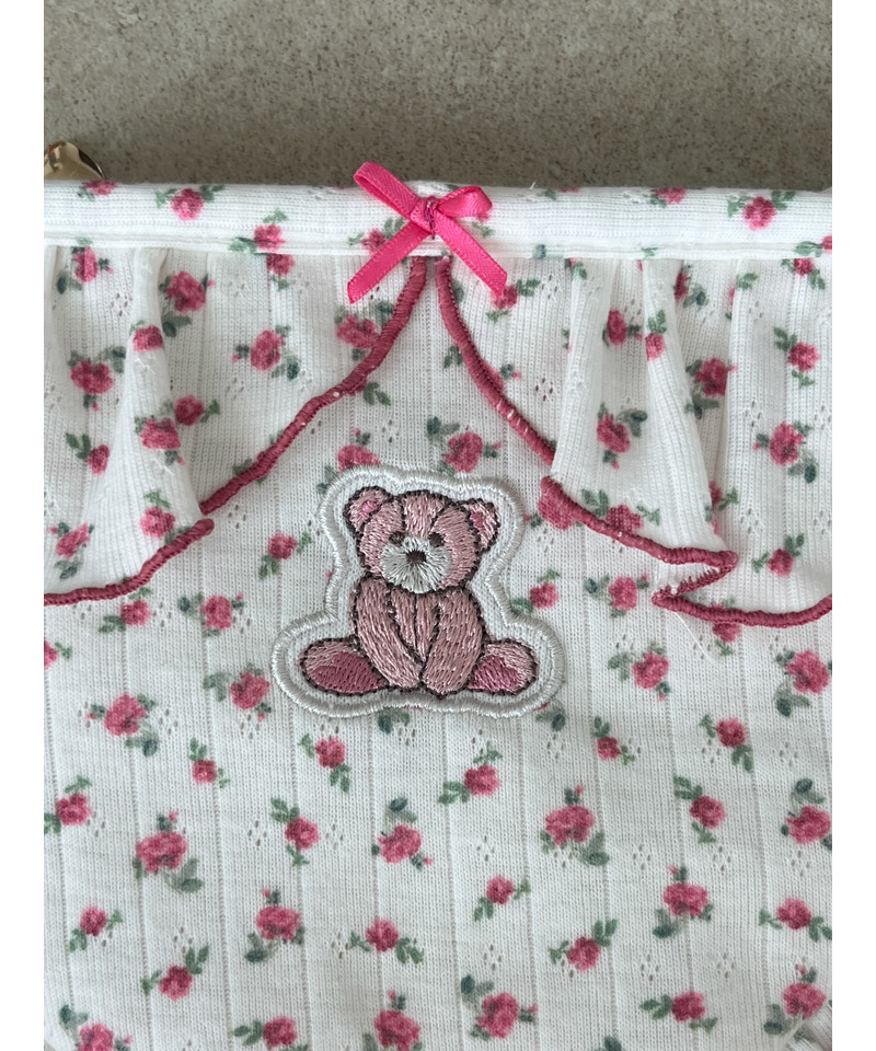 【MORE BEAR】flower bear PANTIES POUCH 詳細画像 オフホワイト 5