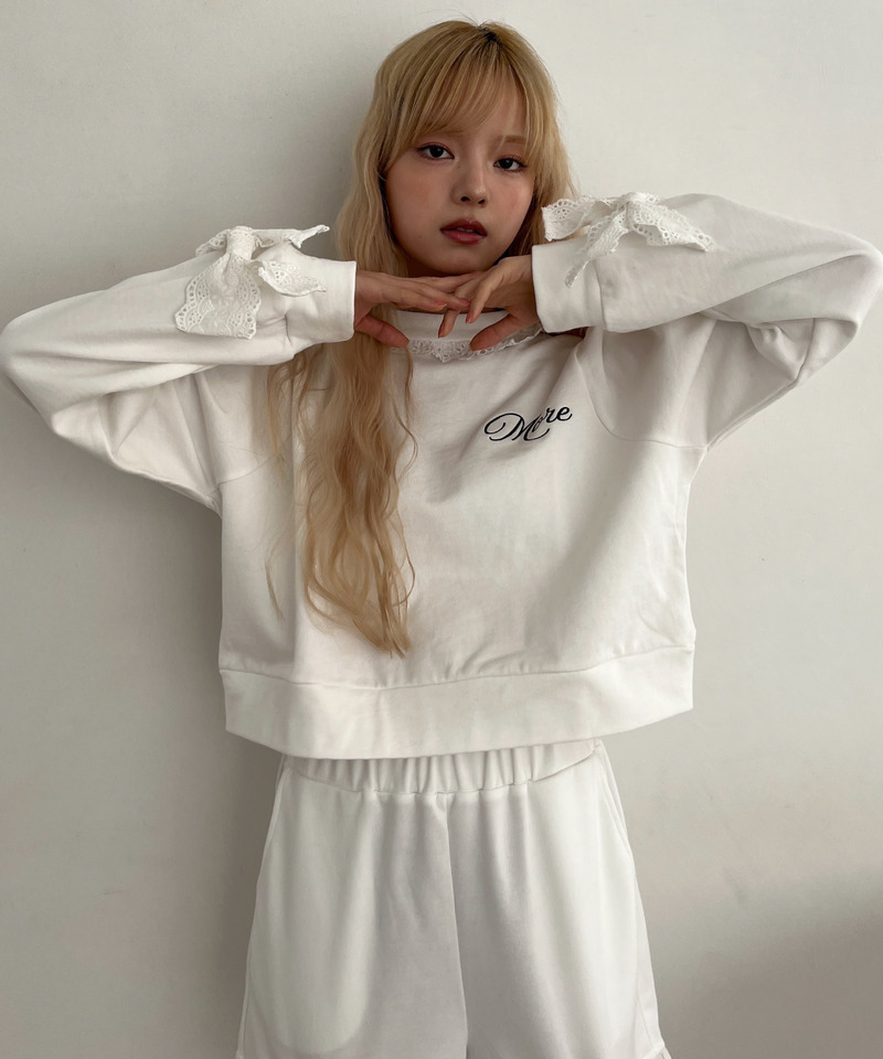 袖リボンフリルロゴスウェット 詳細画像 オフホワイト 13