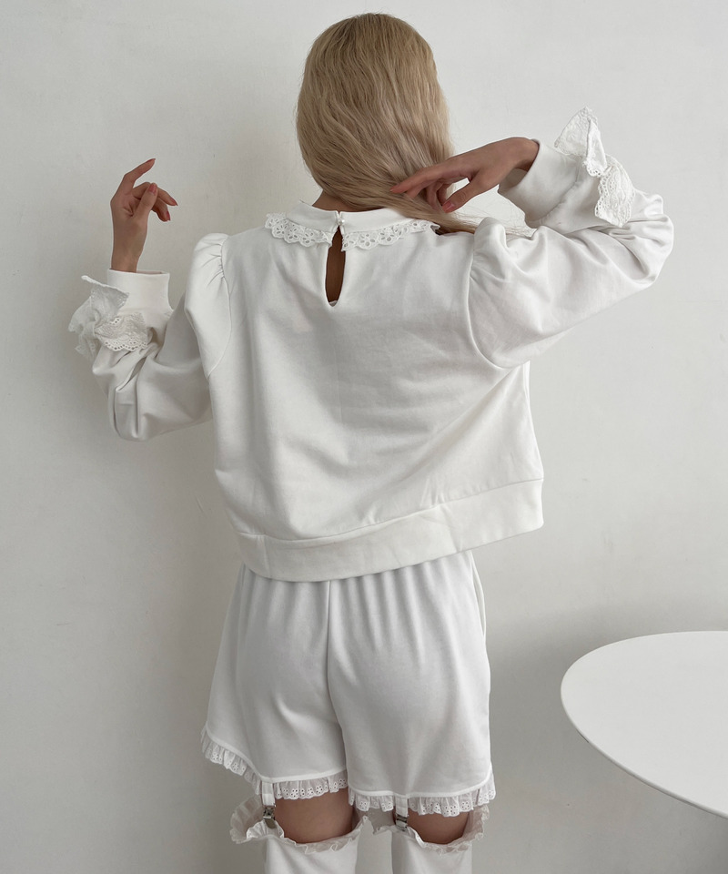 袖リボンフリルロゴスウェット 詳細画像 オフホワイト 14