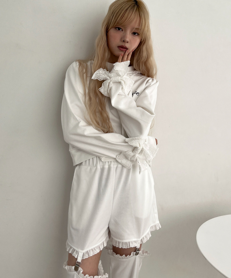 袖リボンフリルロゴスウェット 詳細画像 オフホワイト 17