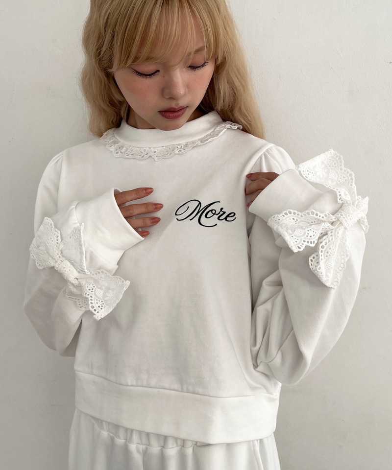 袖リボンフリルロゴスウェット 詳細画像 オフホワイト 18