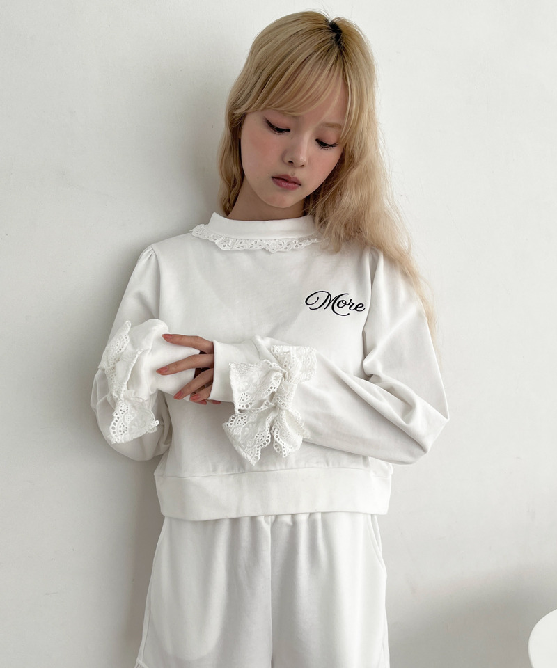 袖リボンフリルロゴスウェット 詳細画像 オフホワイト 2