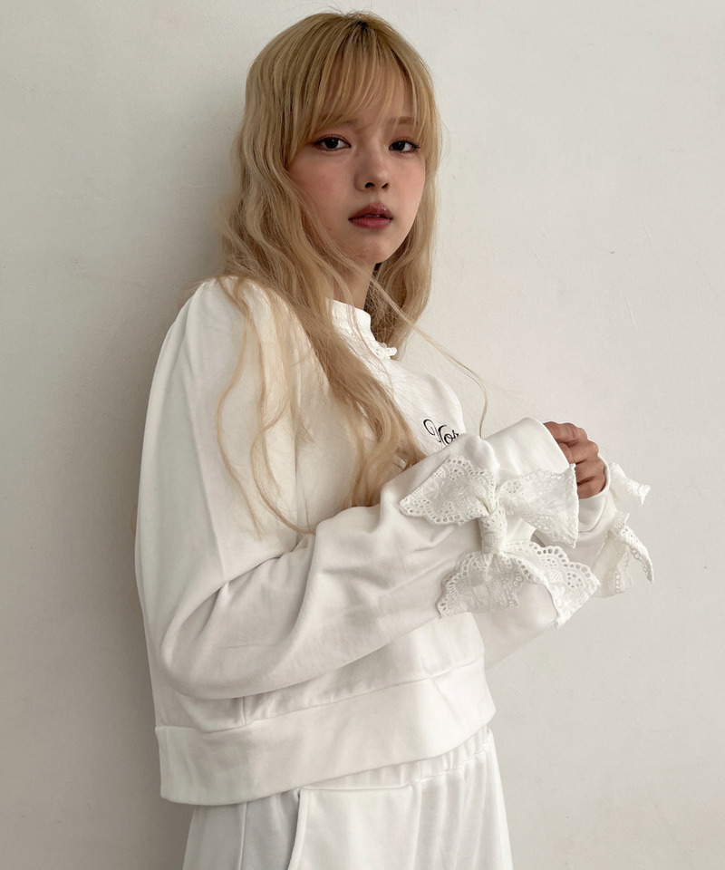 袖リボンフリルロゴスウェット 詳細画像 オフホワイト 20