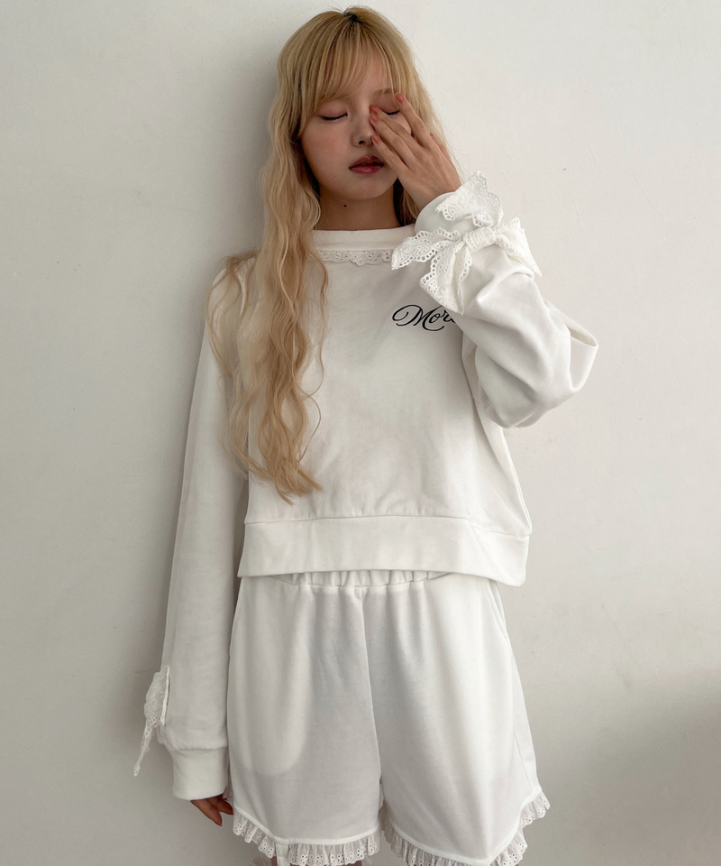 袖リボンフリルロゴスウェット 詳細画像 オフホワイト 22