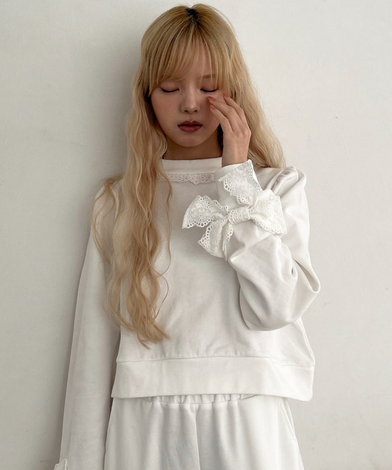 袖リボンフリルロゴスウェット 詳細画像 オフホワイト 23
