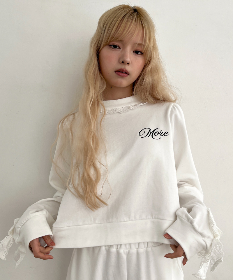 袖リボンフリルロゴスウェット 詳細画像 オフホワイト 28