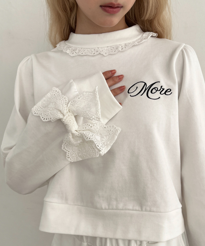 袖リボンフリルロゴスウェット 詳細画像 オフホワイト 3