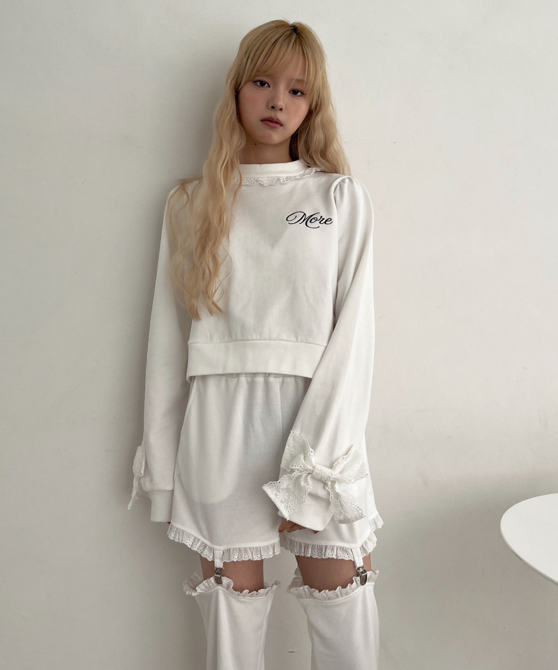 袖リボンフリルロゴスウェット 詳細画像 オフホワイト 4