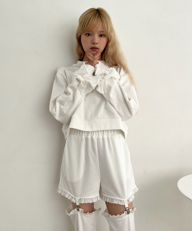 袖リボンフリルロゴスウェット 詳細画像 オフホワイト 5