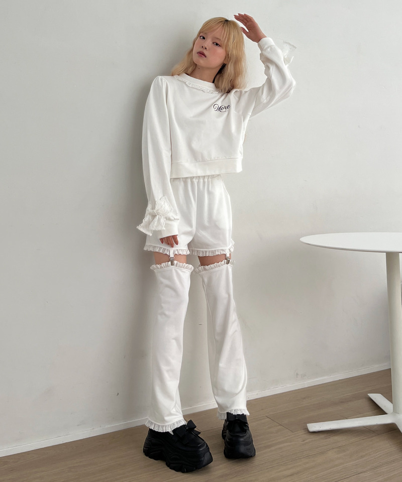 袖リボンフリルロゴスウェット 詳細画像 オフホワイト 9