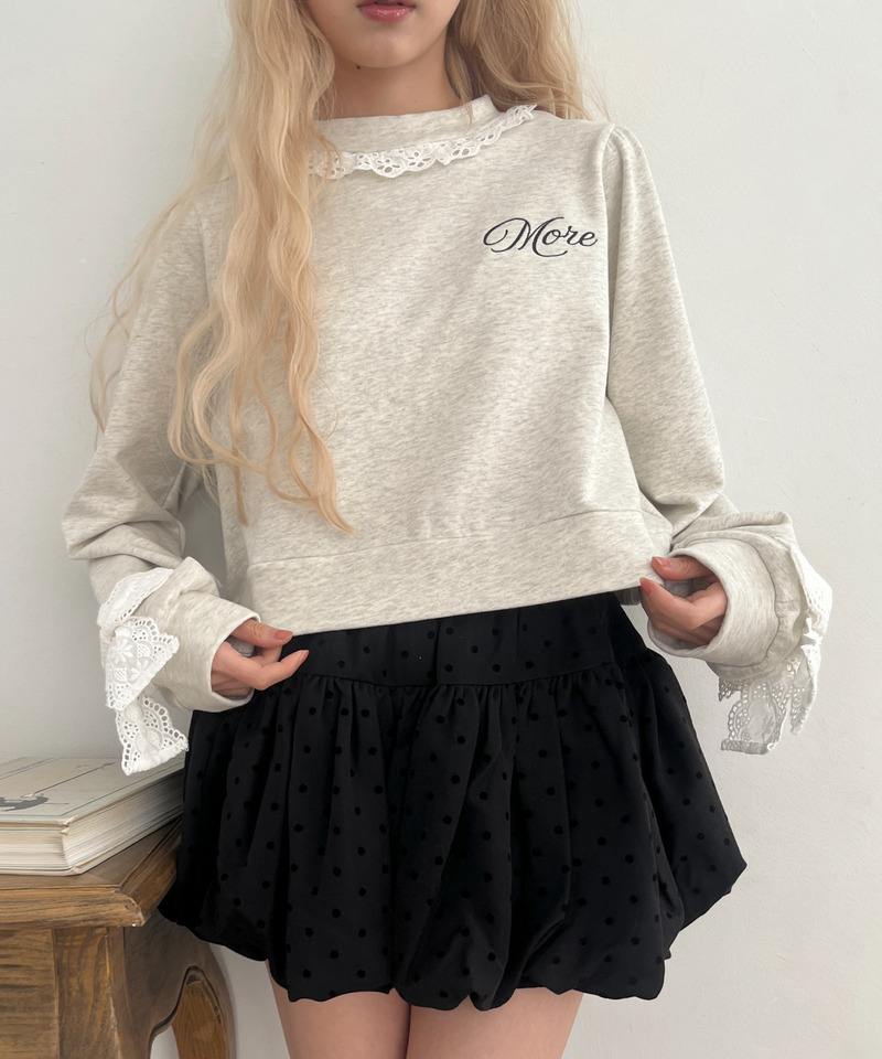 袖リボンフリルロゴスウェット 詳細画像 グレー 14