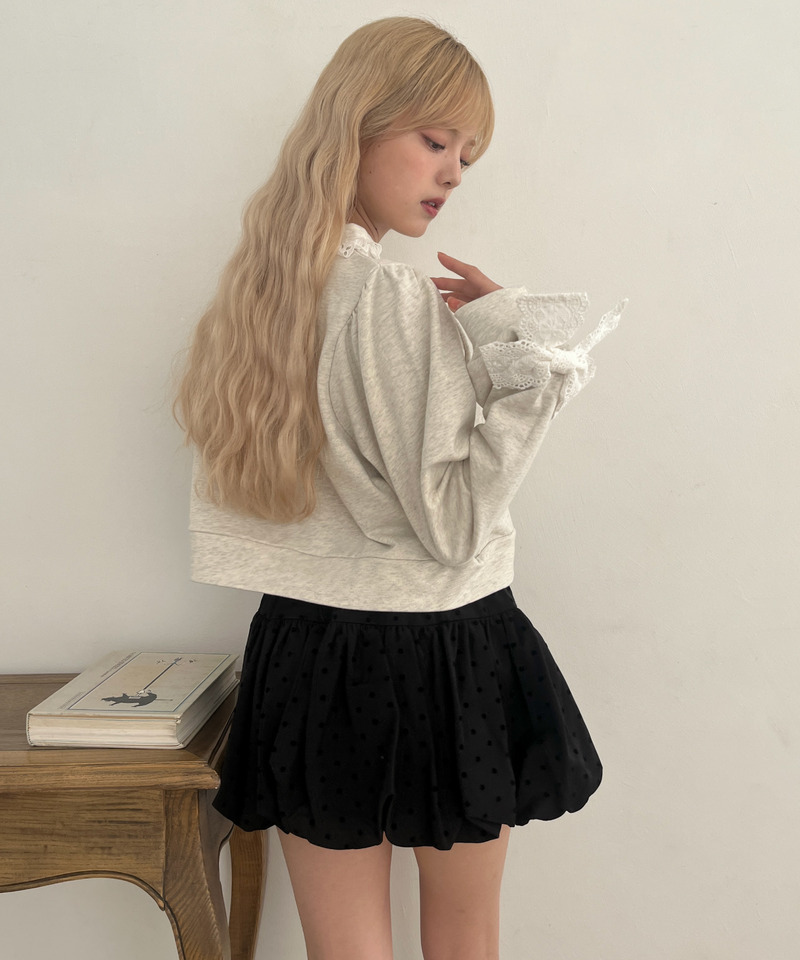 袖リボンフリルロゴスウェット 詳細画像 グレー 17