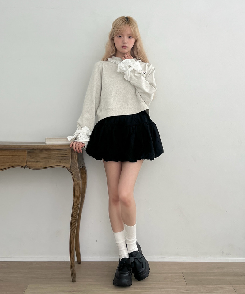 袖リボンフリルロゴスウェット 詳細画像 グレー 19