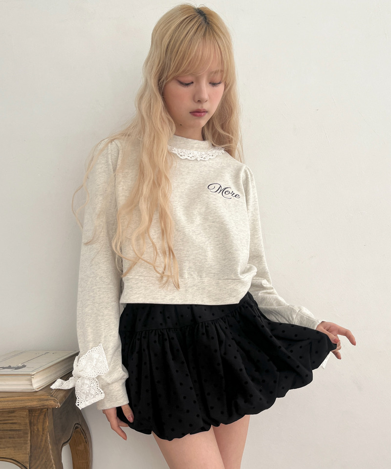 袖リボンフリルロゴスウェット 詳細画像 グレー 2