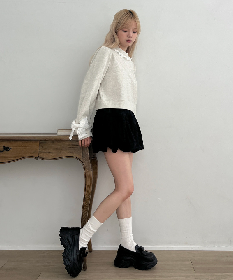 袖リボンフリルロゴスウェット 詳細画像 グレー 24