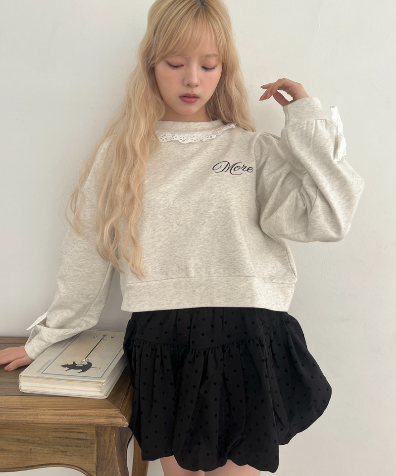 袖リボンフリルロゴスウェット 詳細画像 グレー 3