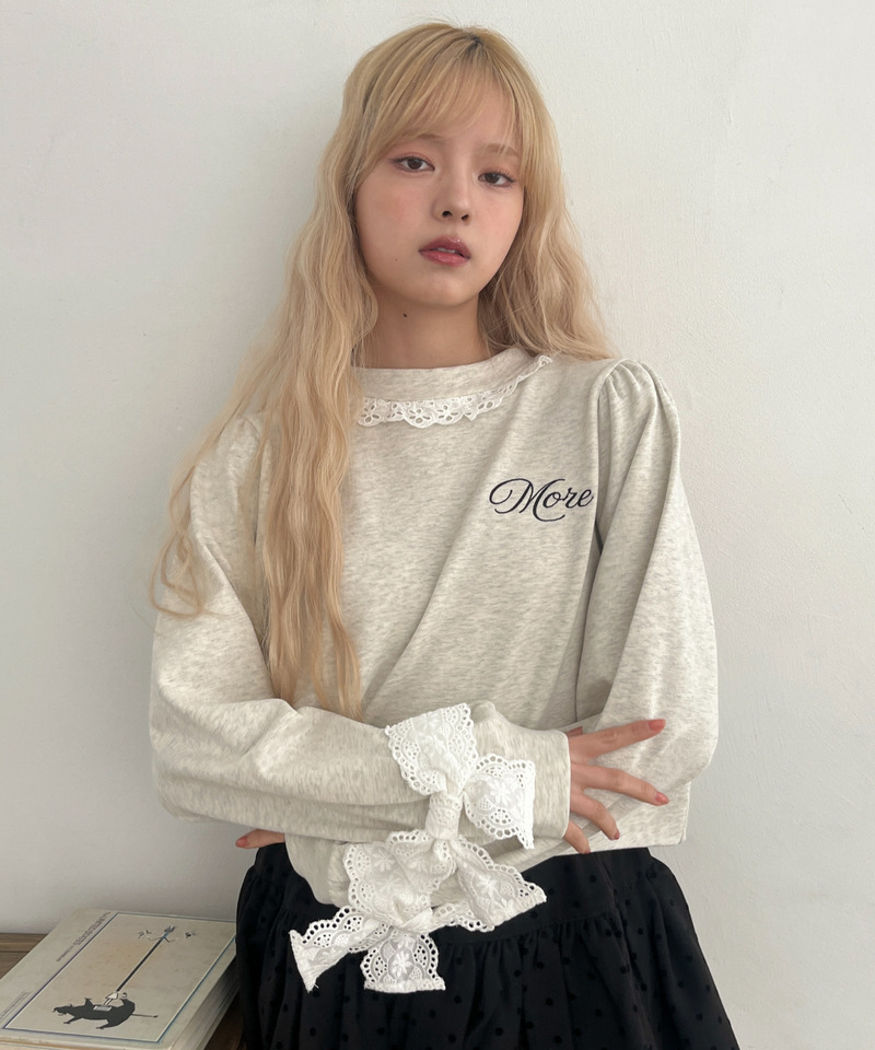 袖リボンフリルロゴスウェット 詳細画像 グレー 4