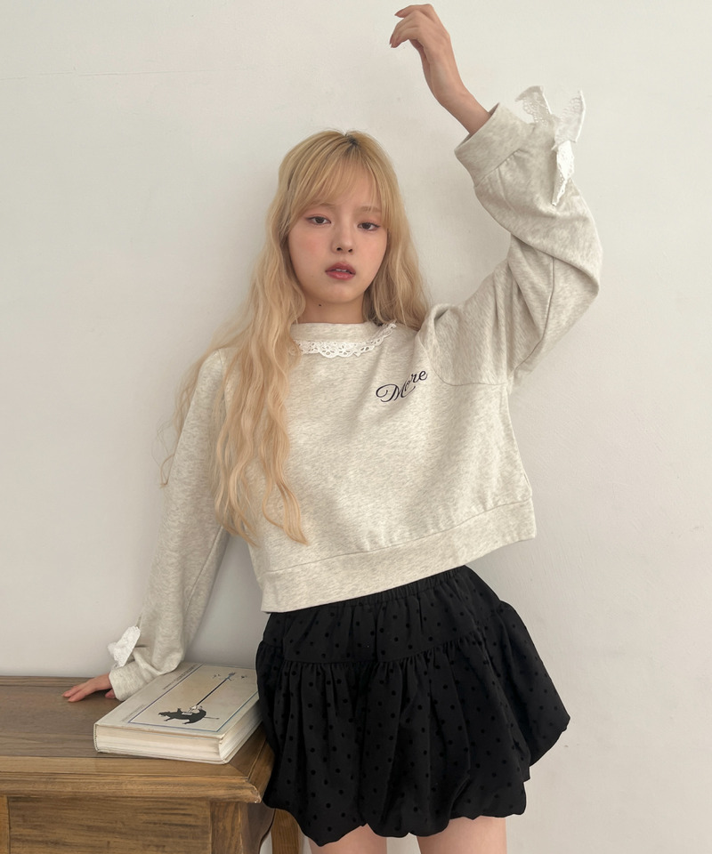 袖リボンフリルロゴスウェット 詳細画像 グレー 5