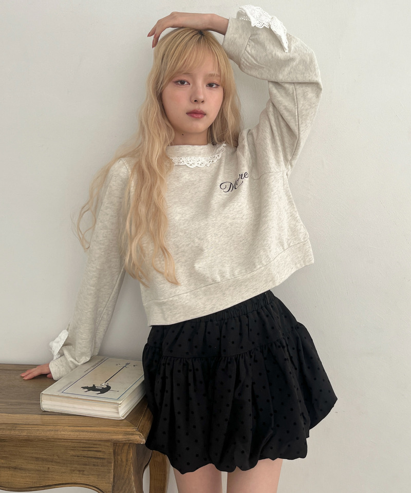 袖リボンフリルロゴスウェット 詳細画像 グレー 6