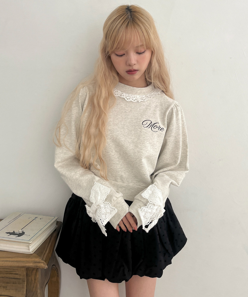 袖リボンフリルロゴスウェット 詳細画像 グレー 7