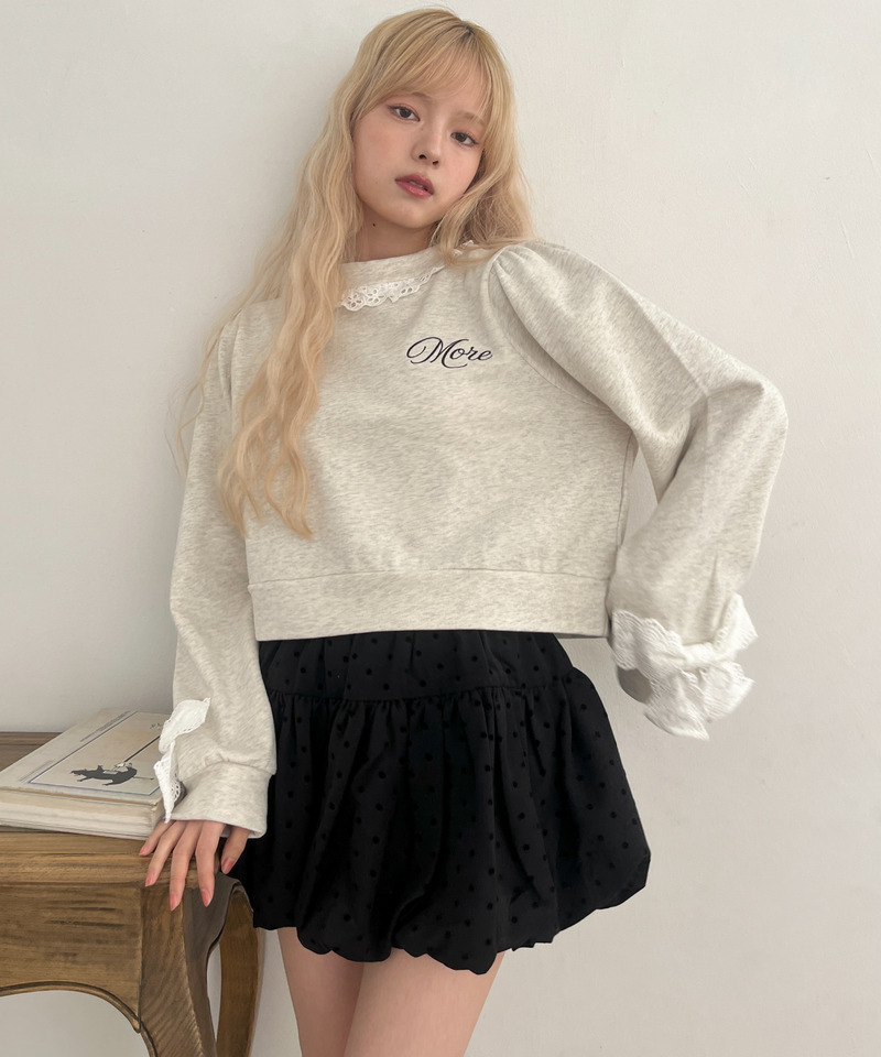 袖リボンフリルロゴスウェット 詳細画像 グレー 9