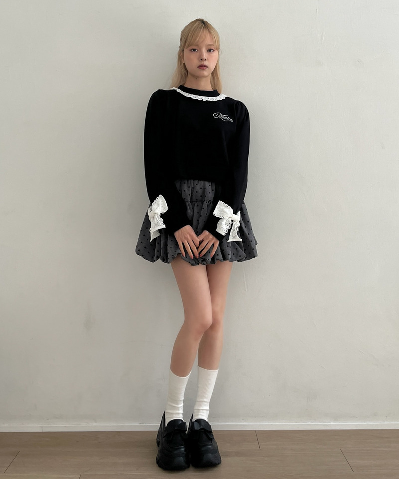 袖リボンフリルロゴスウェット 詳細画像 ブラック 11