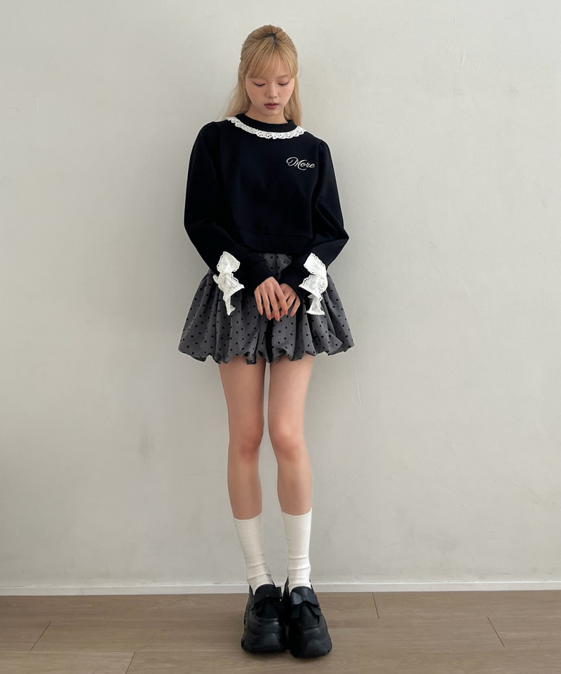 袖リボンフリルロゴスウェット 詳細画像 ブラック 13