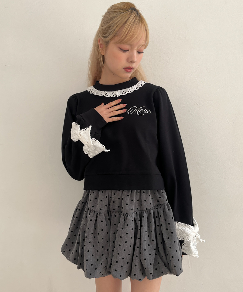 袖リボンフリルロゴスウェット 詳細画像 ブラック 16