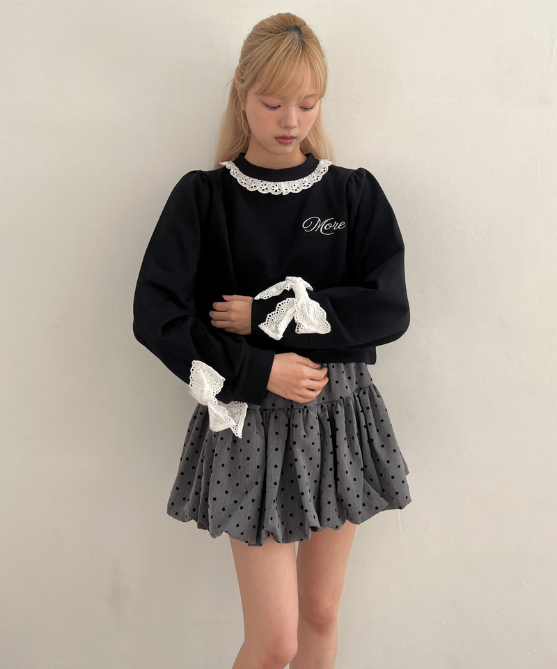 袖リボンフリルロゴスウェット 詳細画像 ブラック 2