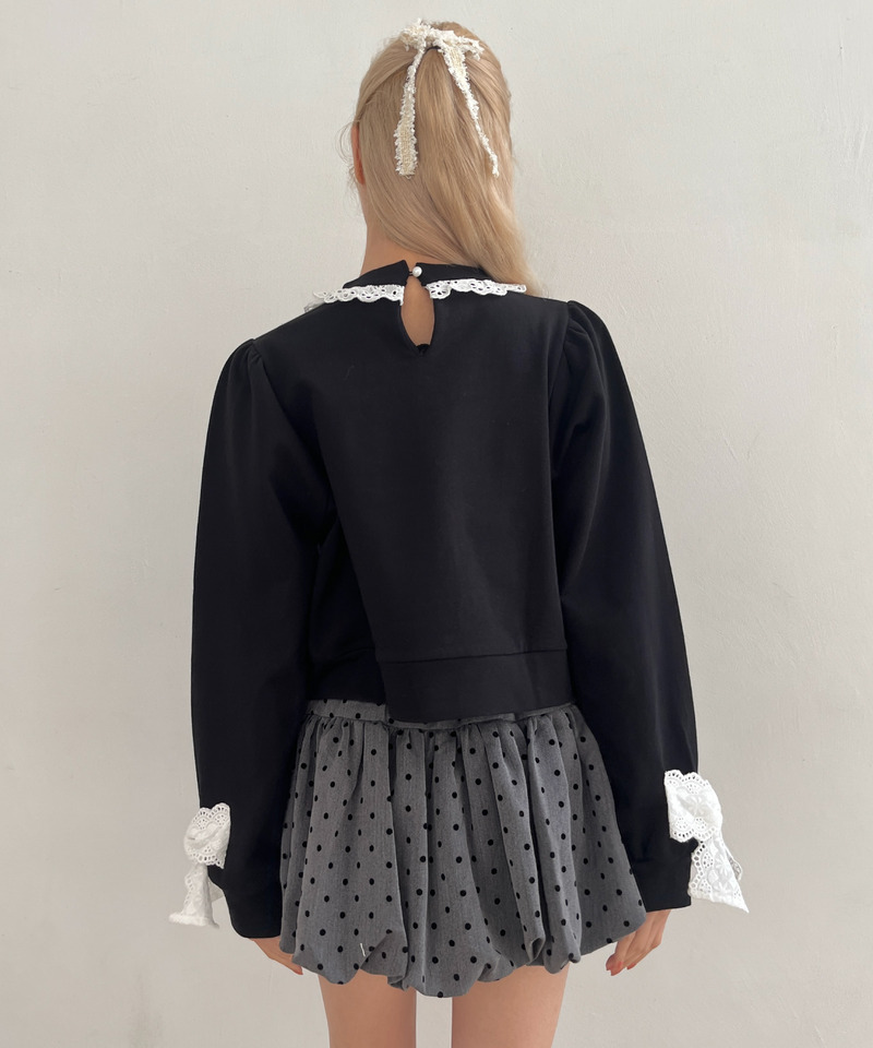 袖リボンフリルロゴスウェット 詳細画像 ブラック 21