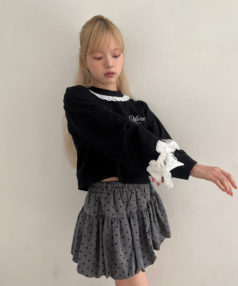 袖リボンフリルロゴスウェット 詳細画像 ブラック 6