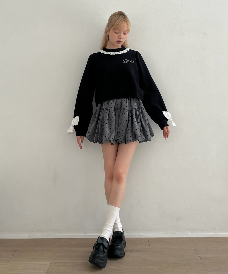 袖リボンフリルロゴスウェット 詳細画像 ブラック 9