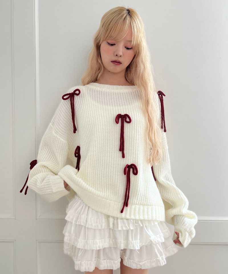 Lovely Ribbon Knit 詳細画像 オフホワイト 1