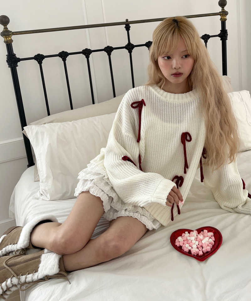 Lovely Ribbon Knit 詳細画像 オフホワイト 13