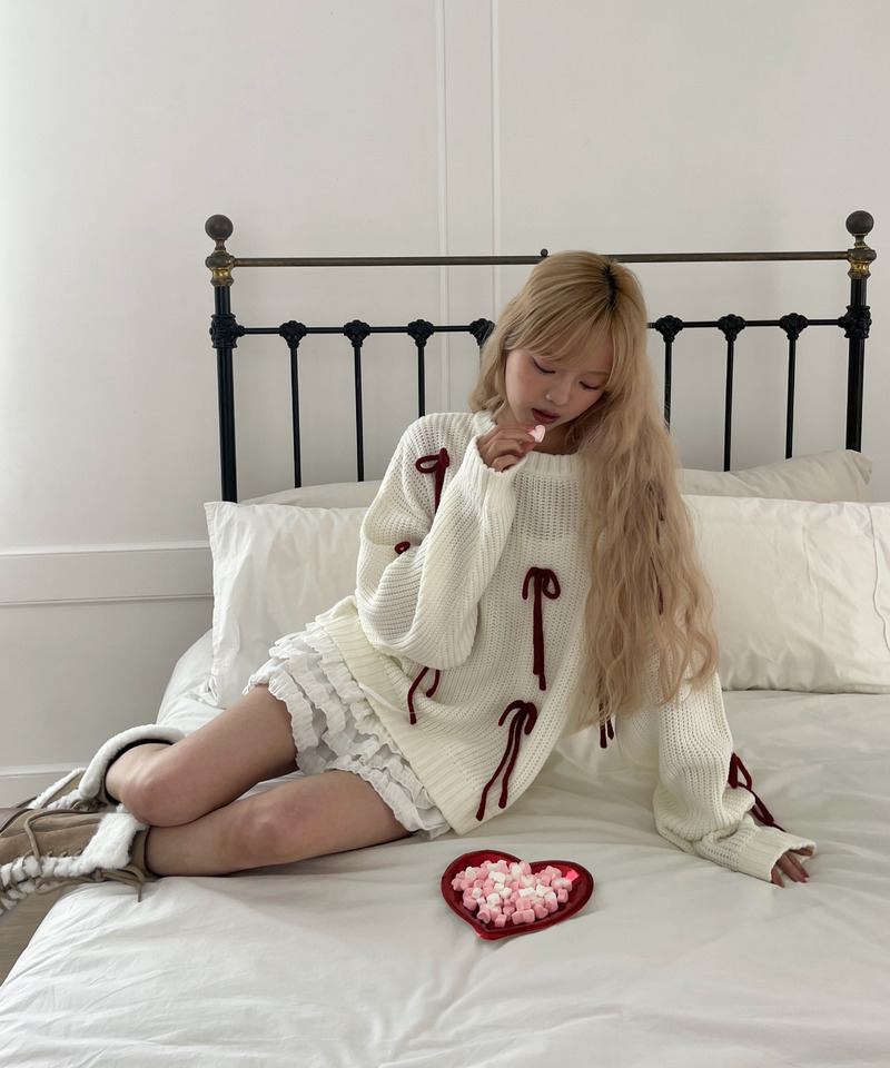 Lovely Ribbon Knit 詳細画像 オフホワイト 15