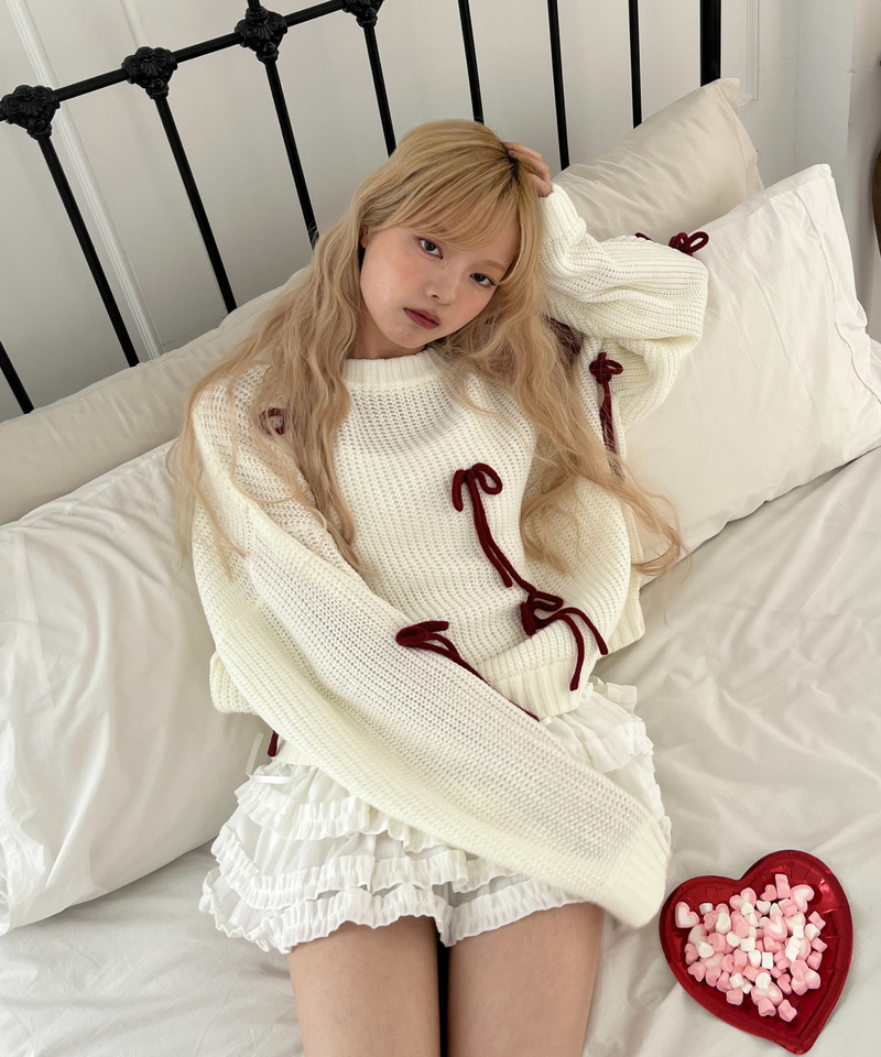 Lovely Ribbon Knit 詳細画像 オフホワイト 19
