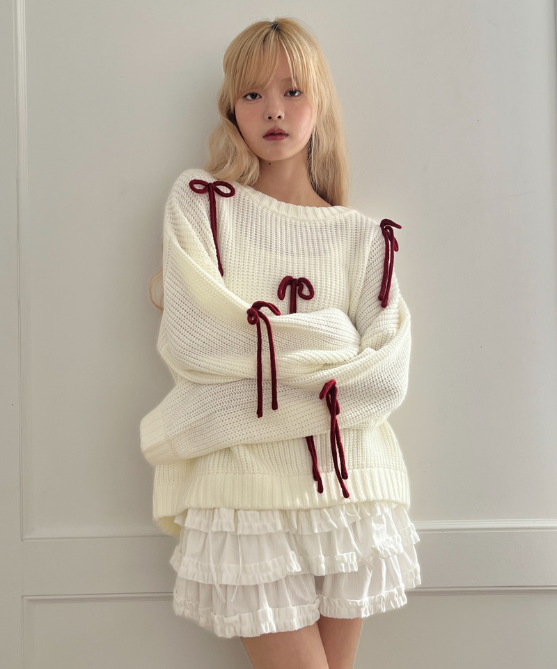 Lovely Ribbon Knit 詳細画像 オフホワイト 2
