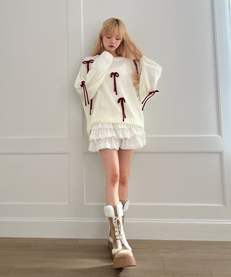 Lovely Ribbon Knit 詳細画像 オフホワイト 20