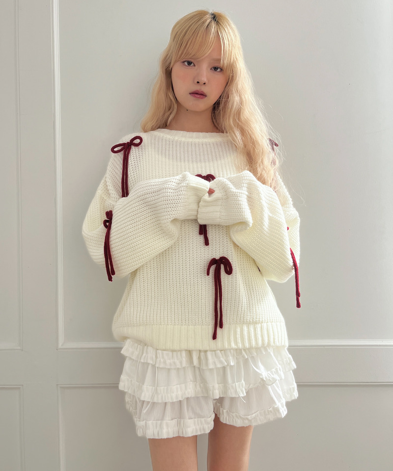 Lovely Ribbon Knit 詳細画像 オフホワイト 3