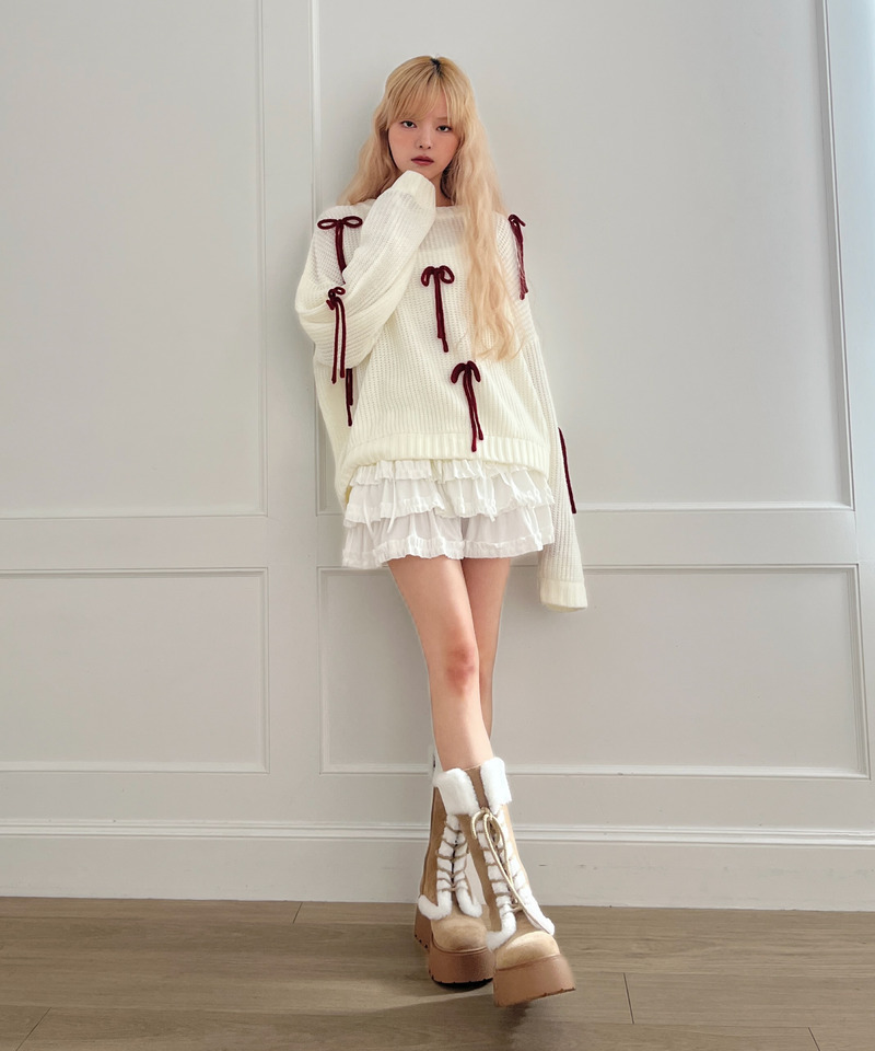 Lovely Ribbon Knit 詳細画像 オフホワイト 5