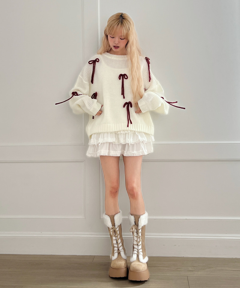 Lovely Ribbon Knit 詳細画像 オフホワイト 6