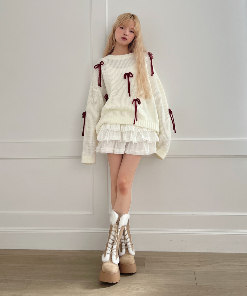 Lovely Ribbon Knit 詳細画像 オフホワイト 7