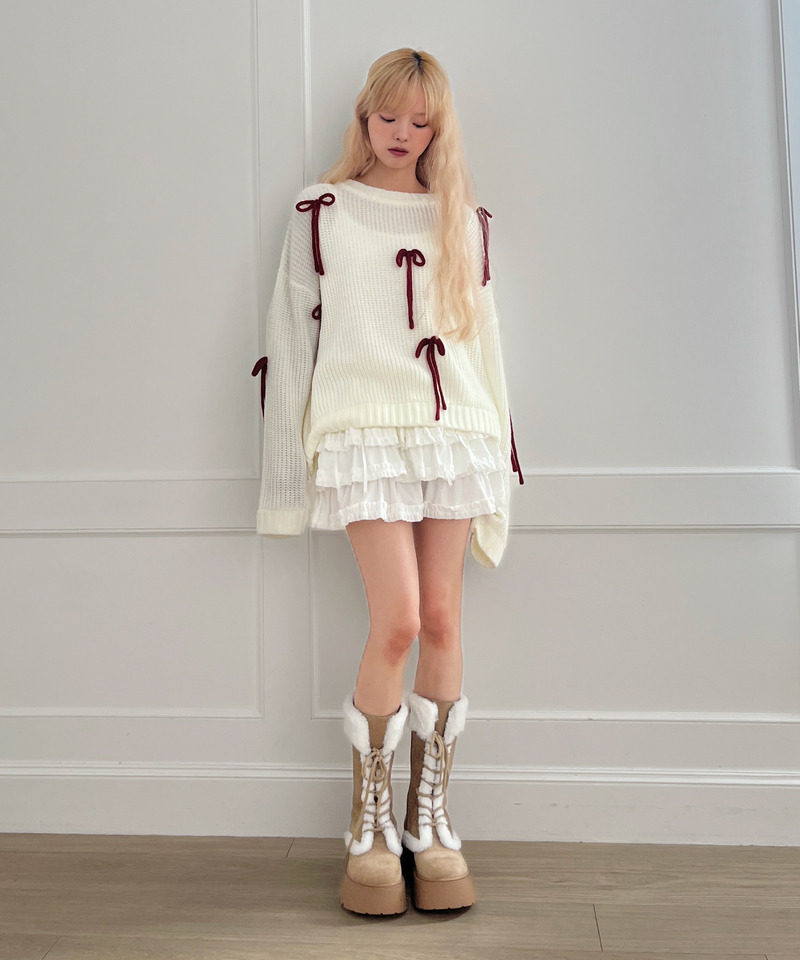 Lovely Ribbon Knit 詳細画像 オフホワイト 8