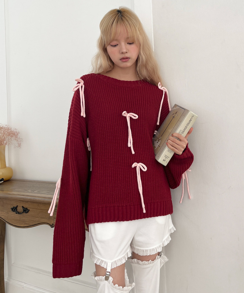 Lovely Ribbon Knit 詳細画像 レッド 2