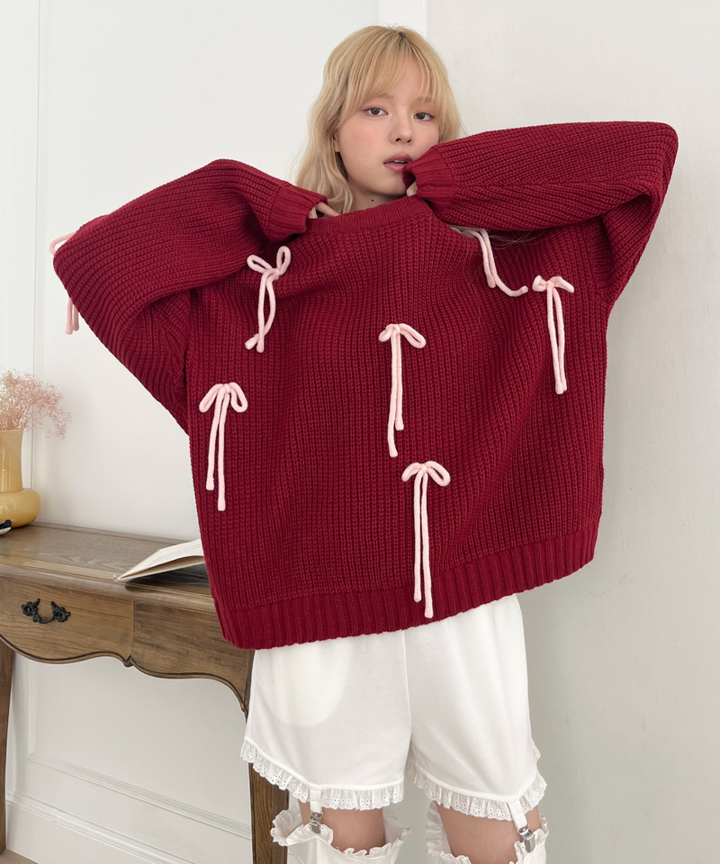 Lovely Ribbon Knit 詳細画像 レッド 9