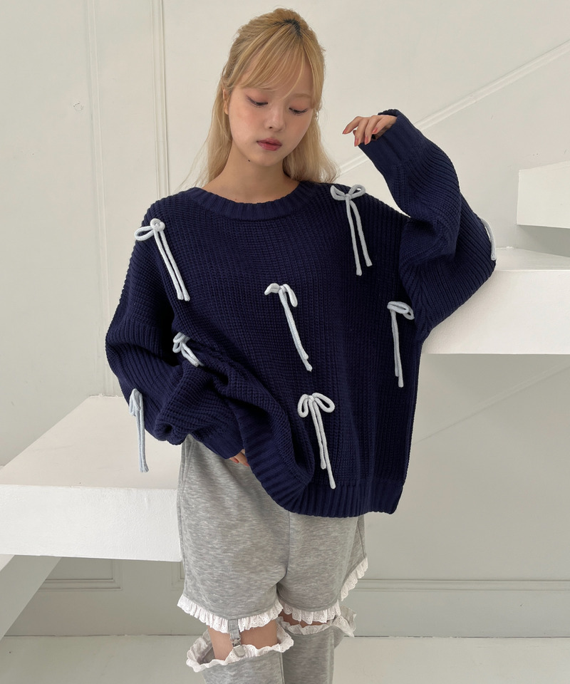 Lovely Ribbon Knit 詳細画像 ネイビー 12